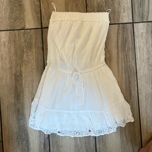 Hollister White Textured Strapless Dress